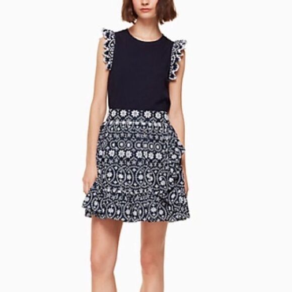 Kate Spade Blue Eyelet Wrap Skirt - Picture 1 of 11
